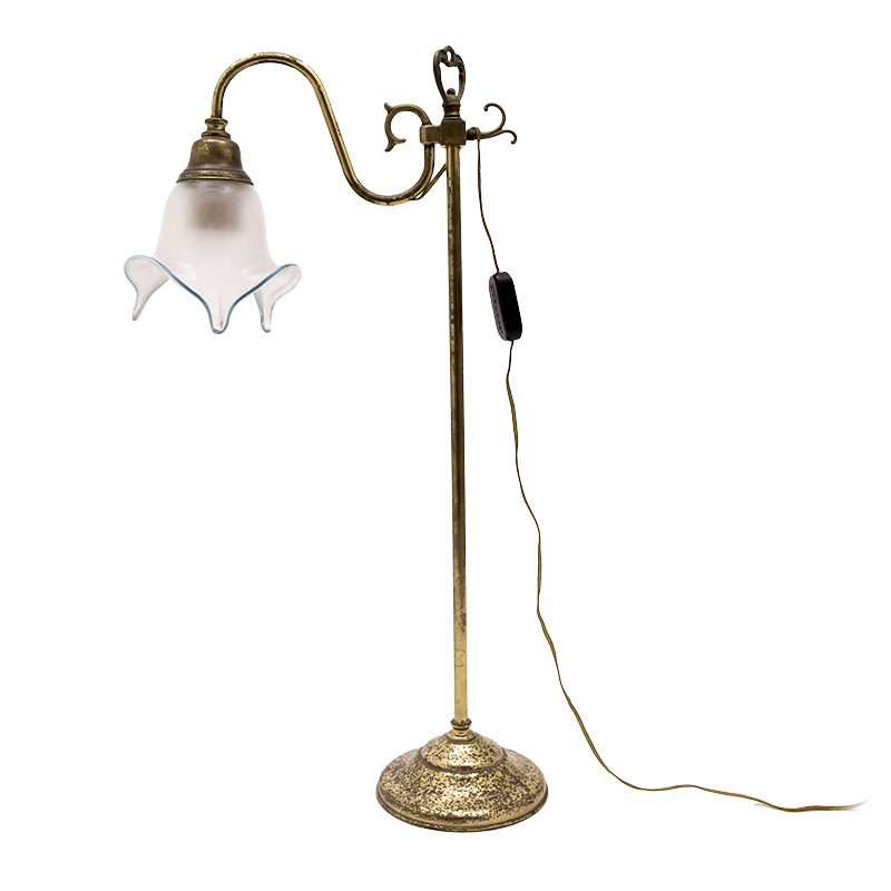 Lampada da tavolo in ottone con paralume in vetro - 63cm