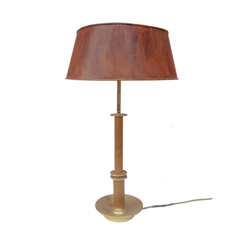 Lampada in ottone con paralume in metallo dipinto - 57cm